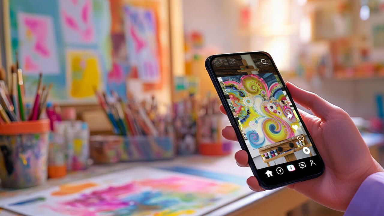 Artist using TikTok app